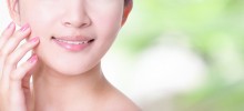 woman smile lips with health teeth close up